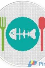 Daily Cross Stitch - Fishbone on a Plate