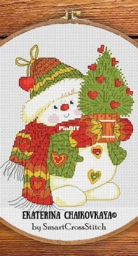 Smart Cross Stitch - Snowman Xmas Tree by Ekaterina Chaikovskaya - Free