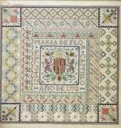 Spanish Sampler by Sandy Orton from Treasures in Needlework, Winter 1992