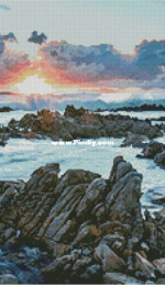 Artecy Cross Stitch - Sunset over Rocks at Gansbaai, South Africa - Crop