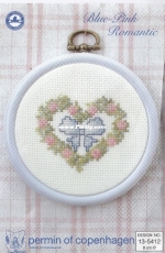 Permin 13-5412 - Blue-Pink Romantic - Heart Blue