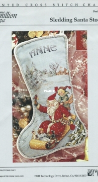 The Vermillion Stitchery 224 Sledding Santa Stocking by Donna Vermillion Giampa XSD