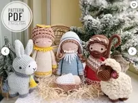 RNata - Natalia Ruzanova - Christmas Nativity:  Angel, Baby Jesus, Mary, Joseph, donkey and sheep