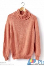 Childs Knit Turtle Neck Pullover by Caron Design Team - Free