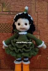 Doll with Christmas tree dress