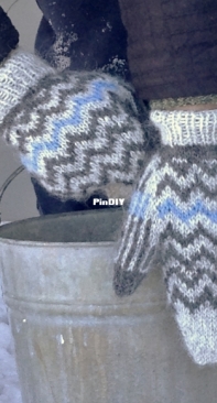 Blue Stores Mittens by Sarah F. Price-Free