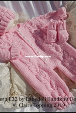 Claires Baby & Doll Hand knit Designs - #E32 Cosy Cabled All-in-one set - English