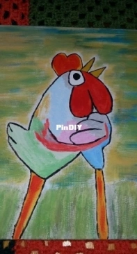 painted canvas with chicken