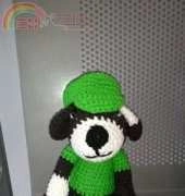 The dog with green hat