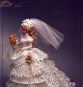 Annies Attic - 870217 Sacred Sentiments Bride  - 1993 Bride Doll Gown - Annies Calendar Bed Doll Society