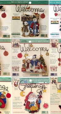 Dimensions Wire Welcome - 8630 Teddy Bear Santa, 8631 Snow Duo, 8633 Santas Welcome, 8634 Friends Welcome, 8649 Friendly Snowmen Welcome, 8650 Sleigh Santa Welcome, 8654 Santas Snack Greetings, 8672 Santas Greeting, 8673 Snow Fun Welcome XSD