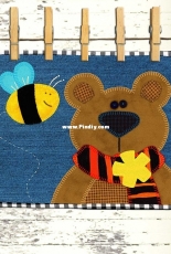 The Red Boot Quilt Company - Boris the Bear Mug Rug