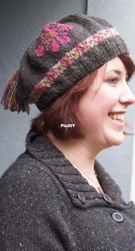 Danish Rose Fairisle Beret by Di Gilpin-Free