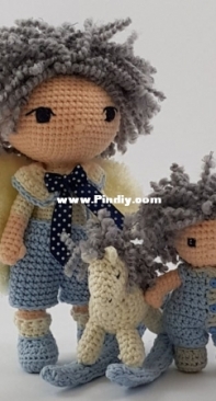 Dolls Shelf - Ewa Shelf - Guardian Angel Blue with little boy and Rocking horse