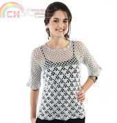 Coatscrafts-blusa rendada cinza/gray lace blouse- Portuguese- Free