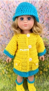 Adoring Doll Clothes - Pamela Barton - Raincoat Outfit for 18in Doll