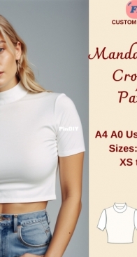 Riva Pattern  - Mandarin Neck Crop Top - English