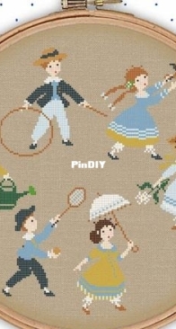 Victorian Children playing in Summer-Perrette Samouiloff