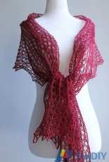 Island Knit Design- Wild Red Rose Scarf by Alla Saenko -Free