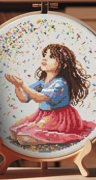 My Brave Stitch - Girl With Confetti by Hanna Levchuk