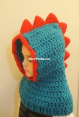 TMK Crochet - Jennifer Lynas -Hooded Blue Dinosaur Cowl