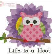 PinoyStitch - Mini Cross Stitch - Flower Hootie Lilac Blossom - Life is a Hoot