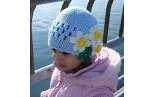 JT creations - Tatiana Jitnikova - 69 Blue Beanie with White Flowers