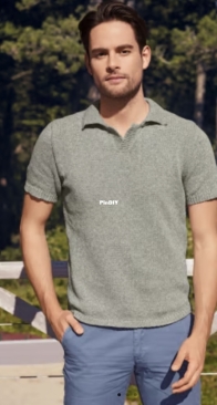 Men’s short sleeve polo shirt - Bergere de France - French English Dutch - Free