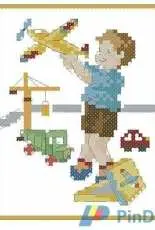 Creation point de croix 62 -Boy with airplane