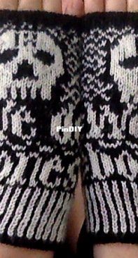 We Do Bones Fingerless Gloves/Mitts by litotes L.-Free