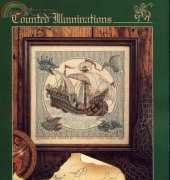 Counted Illuminations - Galleon And Sea Monsters by Patricia Andrle