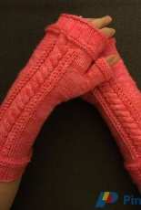 Carved in Cables Fingerless Mitts by JMO Creations