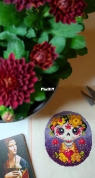 La Calavera de la Catrina, cross stitch pattern