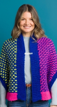 Texture in Stripes Cocoon Cardi by Yarnspirations Design Studio - Free