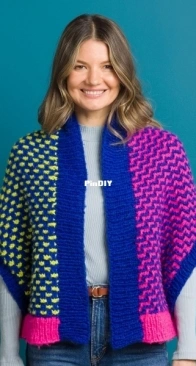 Texture in Stripes Cocoon Cardi by Yarnspirations Design Studio - Free