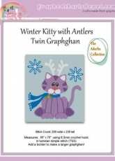 GraphedChartsDepot - Lissa Mitchell - Winter Kitty with Antlers Twin Graphghan