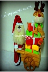 Chale das Artes Ana - Noel Empurrando Carrinho - Noel Pushing Cart - Felt pattern- Portuguese