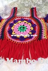 Spider Mambo Designs - Laurie Kahn - Hippie Peace and Love Cropped Cold Shoulder Top