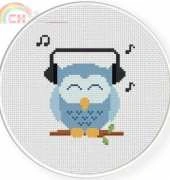Daily Cross Stitch - Music Lover Owl