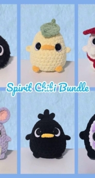 Wooley Tunes - Wooley Patterns - Chibi Radish, Chibi Coal, Chibi Bird, Chibi Mouse, Chibi No Face, Chibi Duck