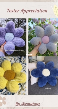 Emy toys _ no sew crochet flower pillow ( 2 types of flowers ) _ English