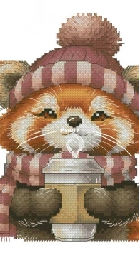 SA-stitch - Red Panda With Coffee by Svetlana Sichkar XSD