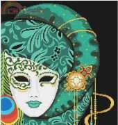 Cross Stitch Designs Rinna - Mask of Mardi Gras – Festival Greens