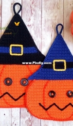Svetlana Zabelina - Pumpkin in a Hat Potholder - Russian