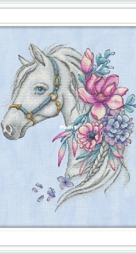 Green Terrace - White horse by Anna Petunova