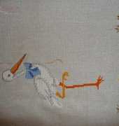 Have a question: birth sampler with stork