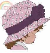 DMC BL992E-61 _ Sarah Kay _ Pink Hat with Purple Knot