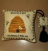 Busy bees pincushion, needle case, scissor case and fob