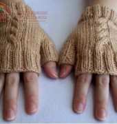 Cabled Fingerless Mitts by Carissa Browning