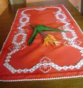 and hardanger table runner with crochet